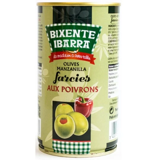 Olives vertes Manzanilla aux poivrons