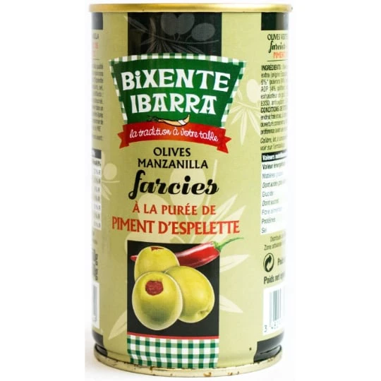 Olives vertes Manzanilla au piment d'Espelette