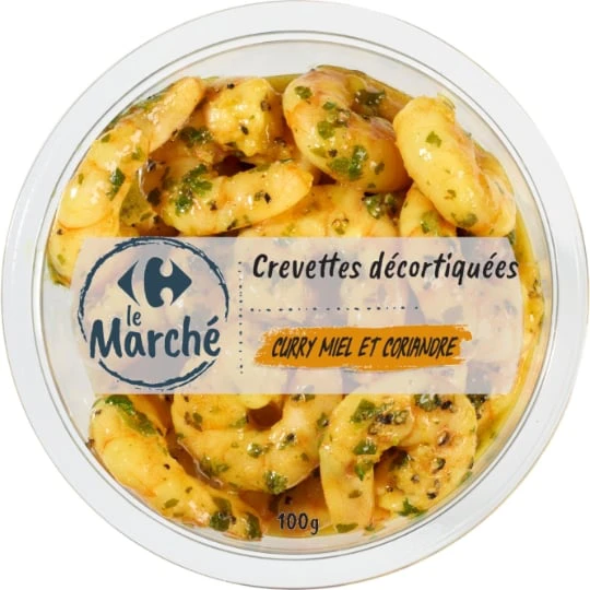Crevettes curry miel coriandre
