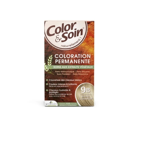 Coloration Permanente 9B Blond Clair Nacré Sans Ammoniaque Color et Soin