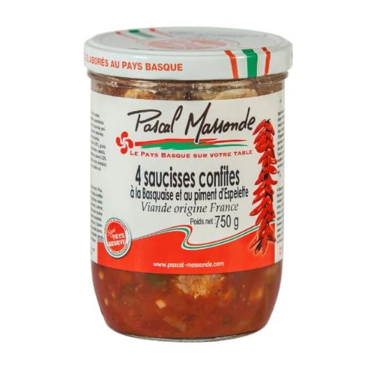 Saucisses confites à la basquaise
