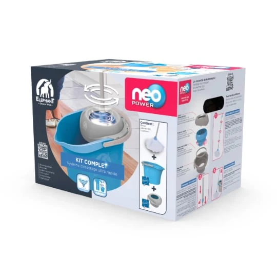 Kit Balai + Seau avec essoreur rotatif Neo Power