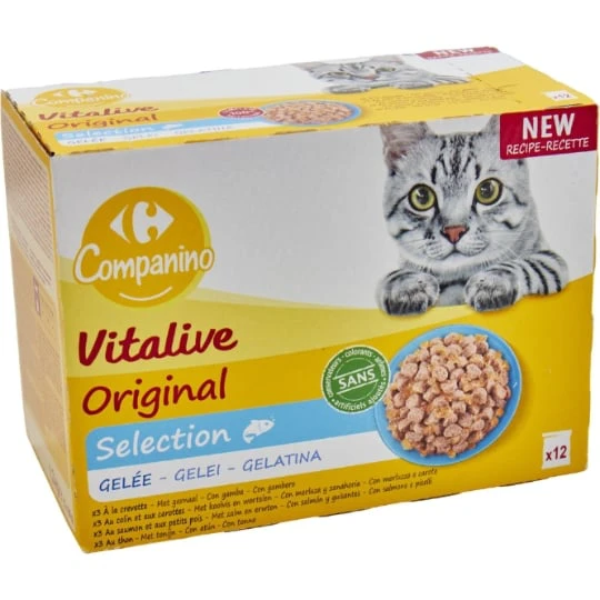 Emincé gelée pour chat au poisson