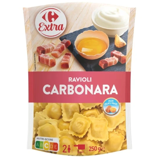 Pâtes fraîches ravioli carbonara