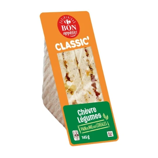 Sandwich chévre légumes
