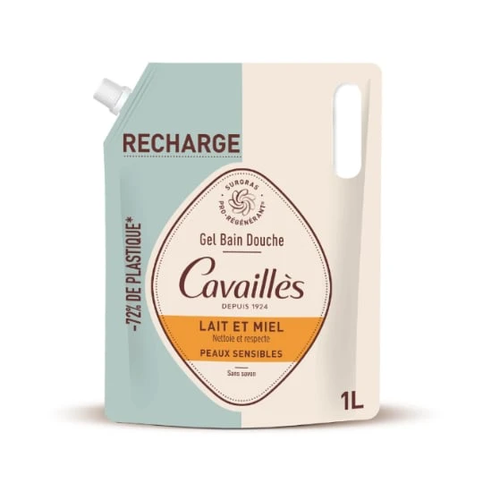 Gel douche Peaux Sensibles Lait et Miel Surgras Végétal Pro-Régénérant