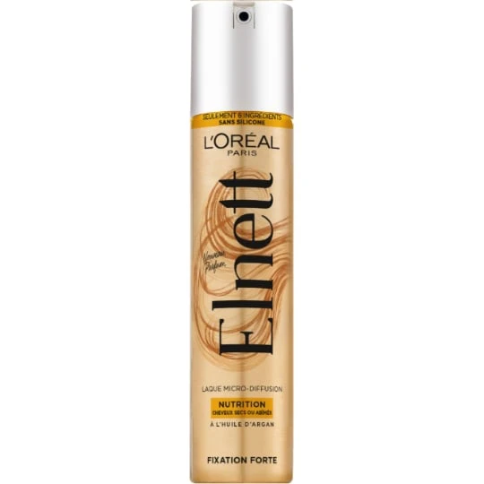Laque Nutrition Huile d'Argan Fixation Forte Micro-Diffusion Elnett