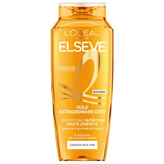 Shampoing Nourrissant Cheveux secs et fins Huile extraordinaire de coco Elseve