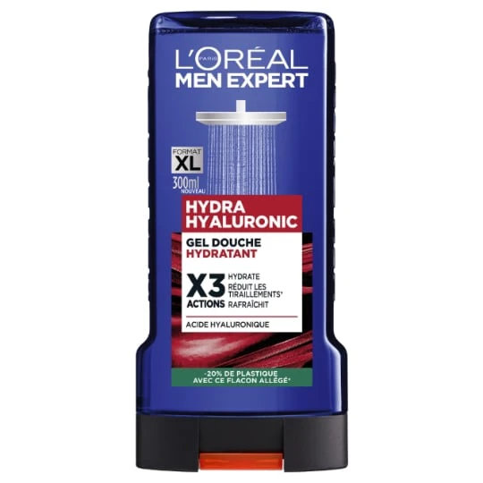 Gel douche Homme Corps Hydratant Rafraîchissant Hydra Hyaluronic 3 Actions