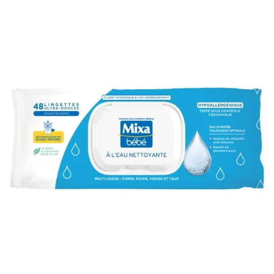Lingettes Nettoyantes Bébé Hypoallergénique à l'Eau