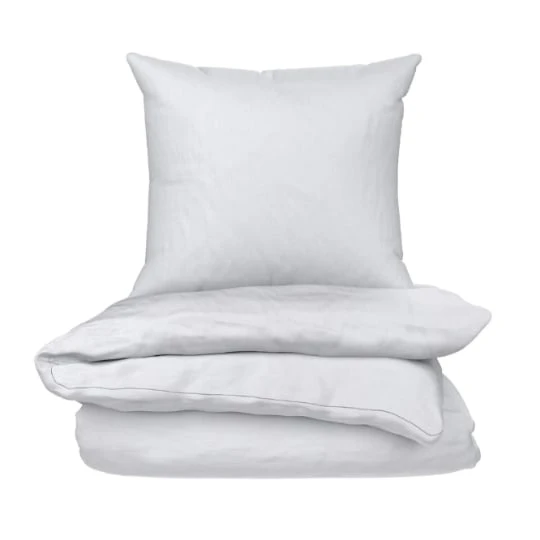 Parure de lit 140x200cm Sofia Blanc Double Gaze de coton avec Housse de couette + 1 Taie d'Oreiller 65x65 cm