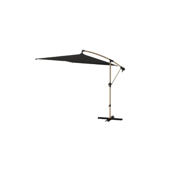 Parasol Deporté à Manivelle effet Bois D3m Noir Gaya
