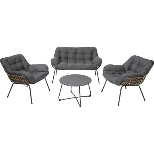 Salon de Jardin Bas en Aluminium Gris Foncé 4 pièces New Siena