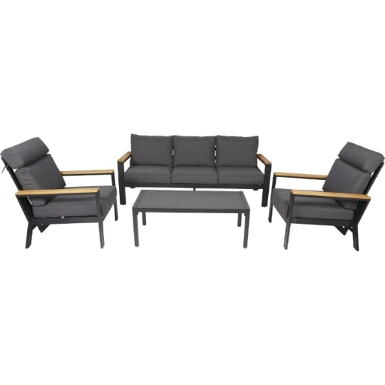 Salon de jardin Bas en Aluminium Gris Foncé 5 pièces Bornéo