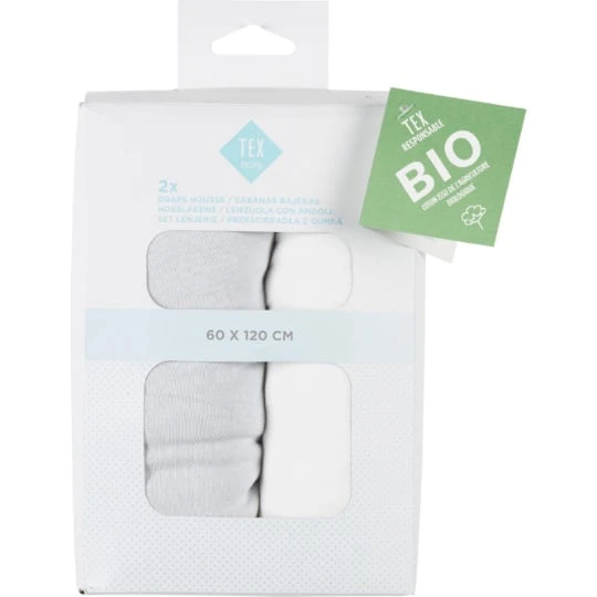 Drap bébé gris/blanc 60 x 120 cm