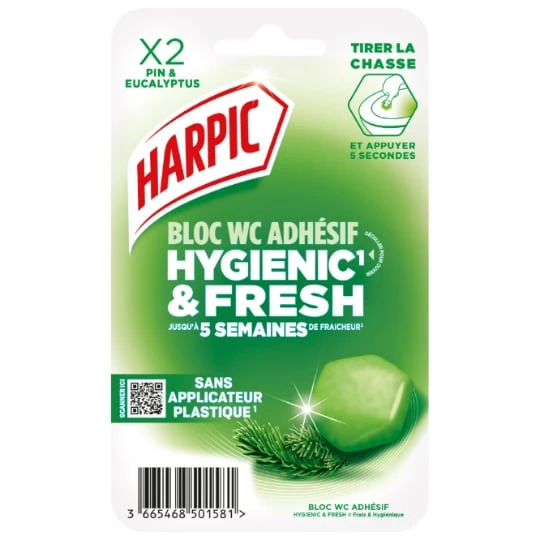 Bloc Wc Adhésif Hygienic & Fresh Brise Pin & Eucalyptus