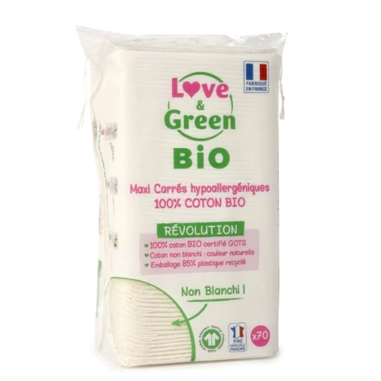 Coton Carées Hypollergèniques 100% Coton Bio
