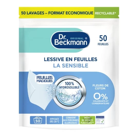 Lessive en feuille Peaux sensibles Fleurs de Coton