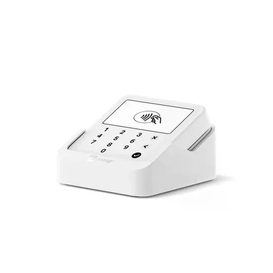 Terminal de paiement Solo Lite avec lecteur de carte à puce et station de recharge blanc