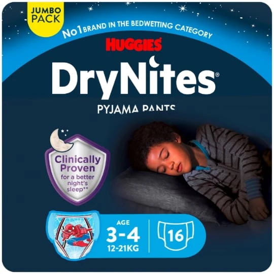 Sous-vêtements de nuit 3-5ans 17-30kg Garçon Disney Maxi Pack DryNites