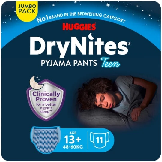 Sous-vêtements de nuit 13ans+ 48-60kg Garçon Jumbo Pack DryNites