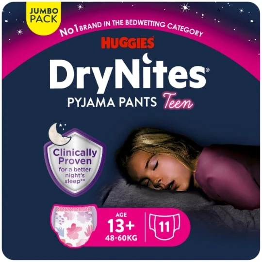 Sous-vêtements de nuit 13+ans 48-60kg Fille Jumbo Pack DryNites