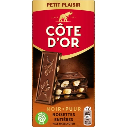 Tablette de chocolat noir noisettes
