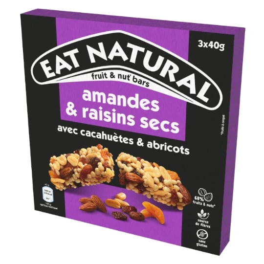 Barres Céréales Amandes Raisins Secs et Abricots Sans Gluten