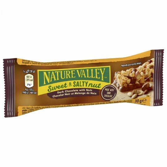 Barres Céréales Sweet And Salty Nut Chocolat Noir Cacahuètes et Amandes