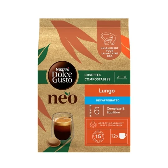 Café Dosettes Lungo Décaféiné Intensité 6