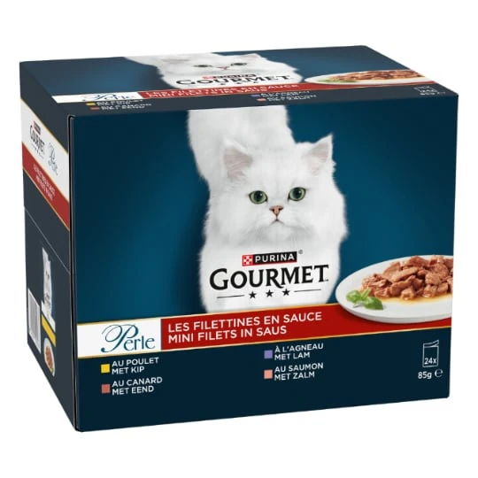 Pâtée Pour Chat Adulte Filettines En Sauce Poulet Agneau Canard Saumon