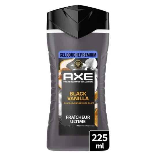 Gel douche Homme Hydratant Parfum Frais Apaisant Vanille Orange Bois de Santal Huile Essentielle d'Orange Premium Black Vanilla