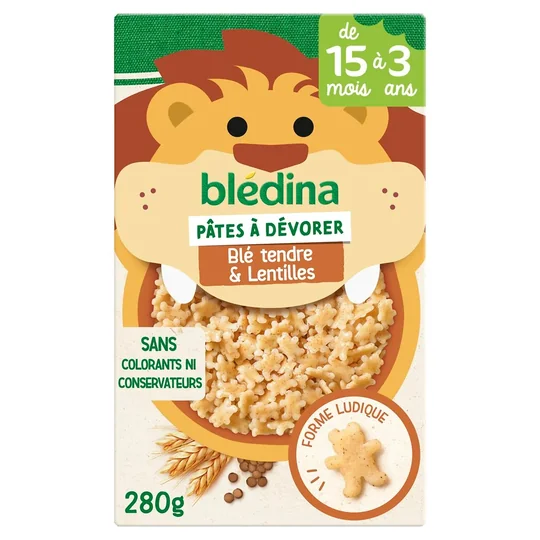 Plat bébé Pâtes Blé tendre et Lentilles dès 15 mois