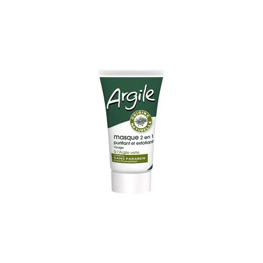 Masque Visage 2 en 1 Purifiant et Exfoliant à l'Argile Verte
