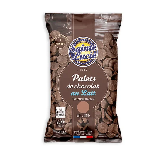 Palets de chocolat au lait à fondre
