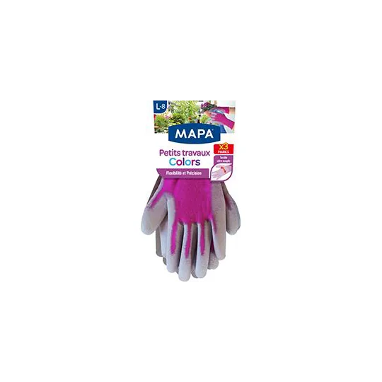 Gants de Jardinage Petits Travaux Taille L-8 Colors x3 Paires