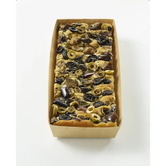 Focaccia olives aubergine