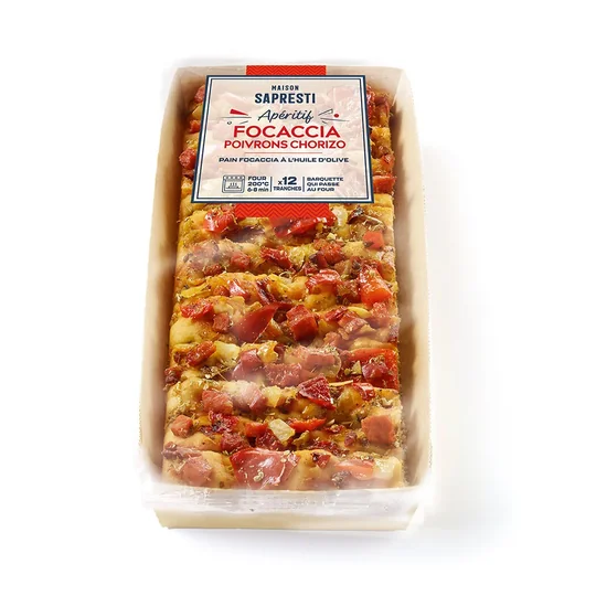 Focaccia poivrons chorizo
