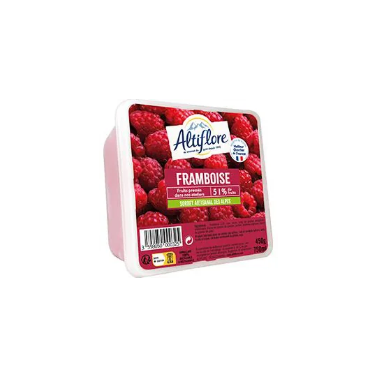 Sorbet en Bac Artisanal des Alpes Framboise Meilleur Ouvrier de France