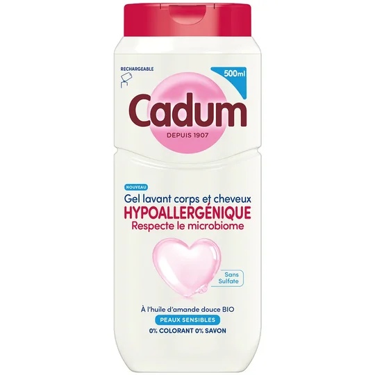 Gel Lavant Corps et Cheveux Hypoallergénique à l'Huile d'Amande Douce Bio pour Peaux Sensibles