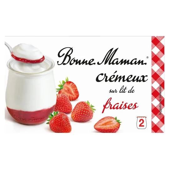 Yaourt Crémeux sur lit de Fraise