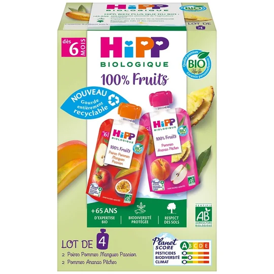 Compote bébé dès 6 mois Fruits Bio