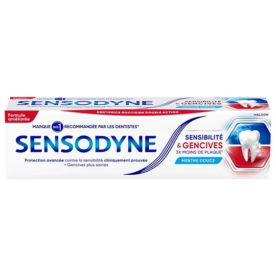 Dentifrice Sensibilité & Gencives 3x moins de Plaques Menthe Douce