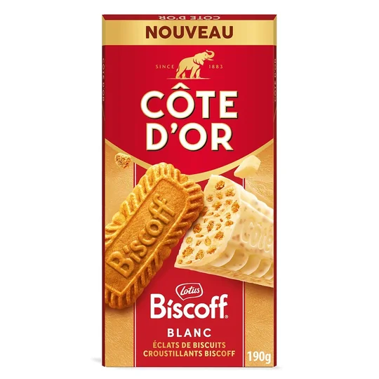 Tablette de Chocolat Blanc Eclats de Biscuit Croustillant Biscoff