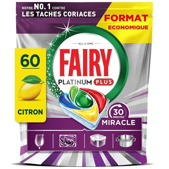 Capsules lave-vaisselle Tout en 1 Platinum Plus 30 Minutes Miracle Citron Anti-terne