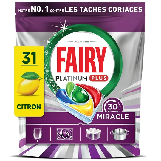 Capsules lave-vaisselle Tout en 1 Platinum Plus 30 Minutes Miracle Citron