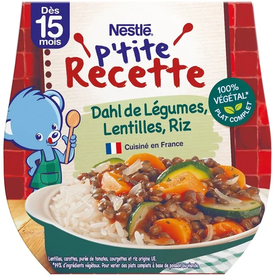 Plat bébé dahl de légumes lentilles riz