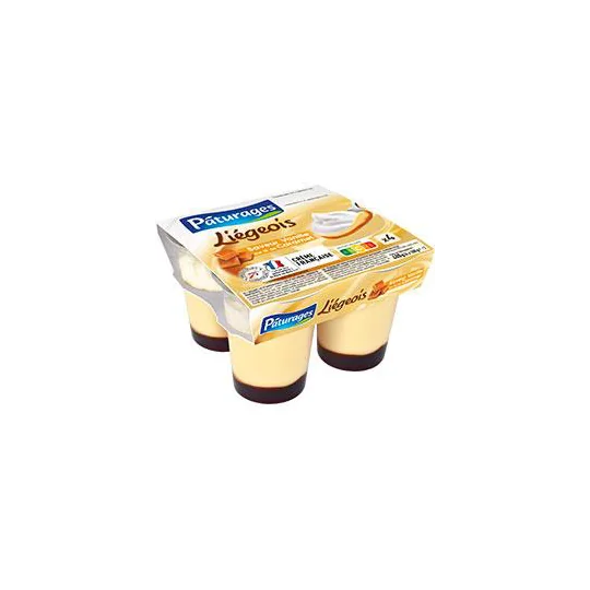 Dessert lacté Liégeois saveur vanille sur lit de caramel