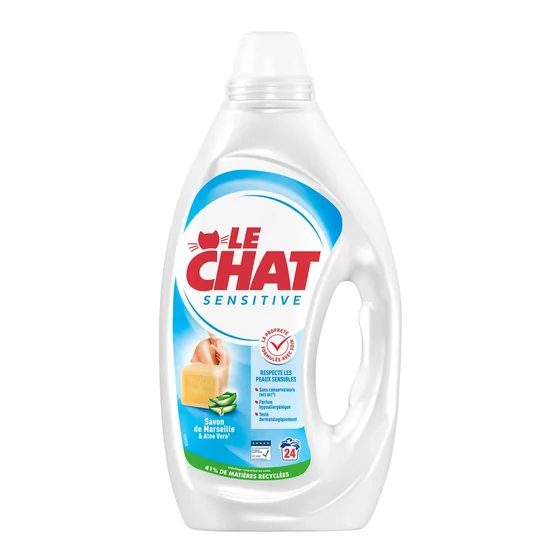 LE CHAT Sensitive Savon de Marseille & Aloe Vera 24 Lavages