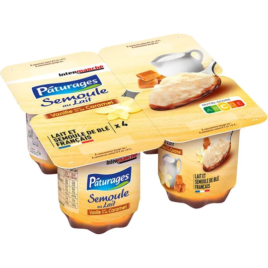 Semoule au lait vanille lit de caramel